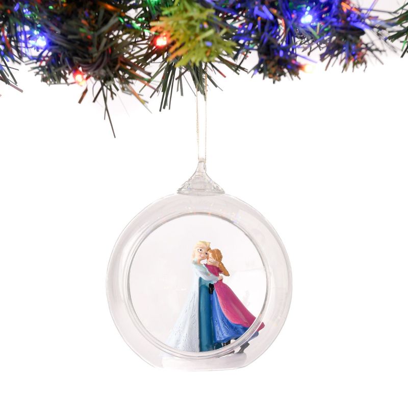 DISNEY - Bola de Navidad Ana y Elsa Frozen Tranparente para Árbol de Navidad 10.7 cm Disney