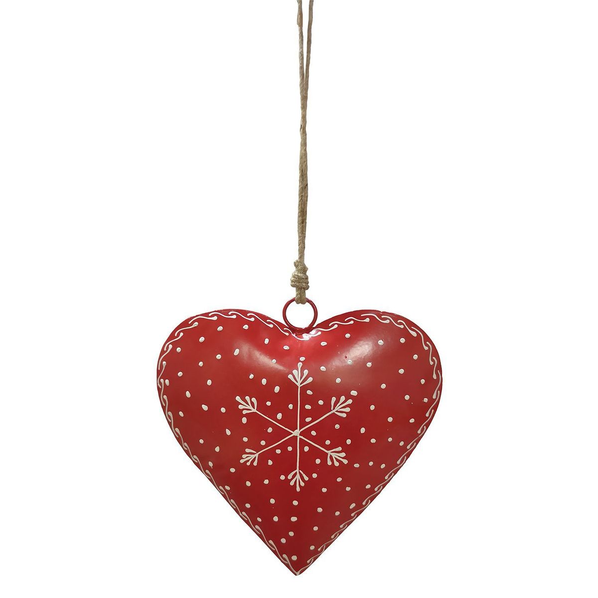 MICA - Corazón Rojo Colgante de Metal 40cm Decoración navideña Mica