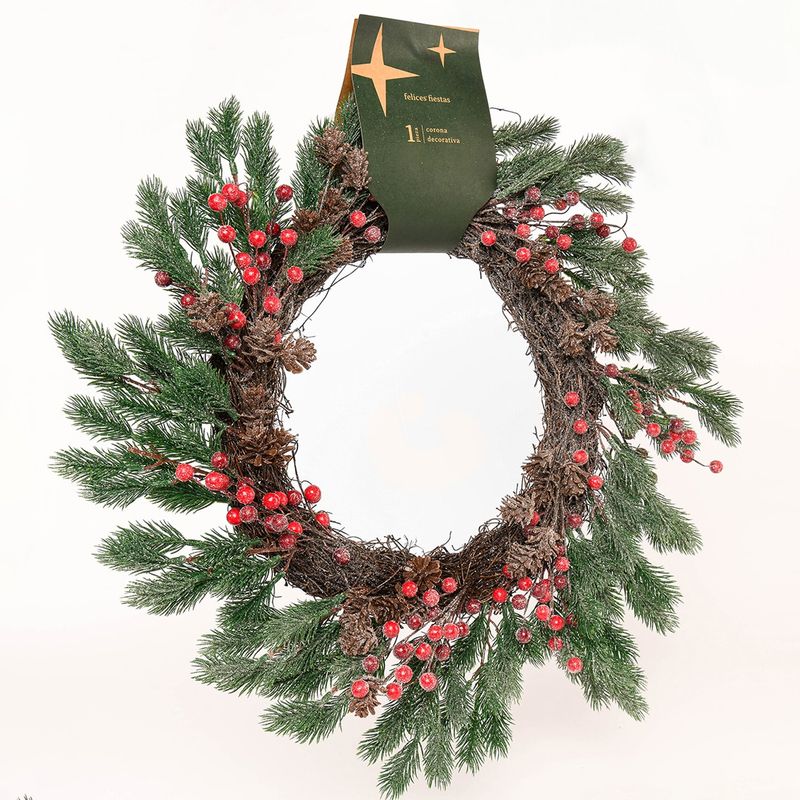 MICA - Corona navideñla de pino vaya roja 50 cm Mica