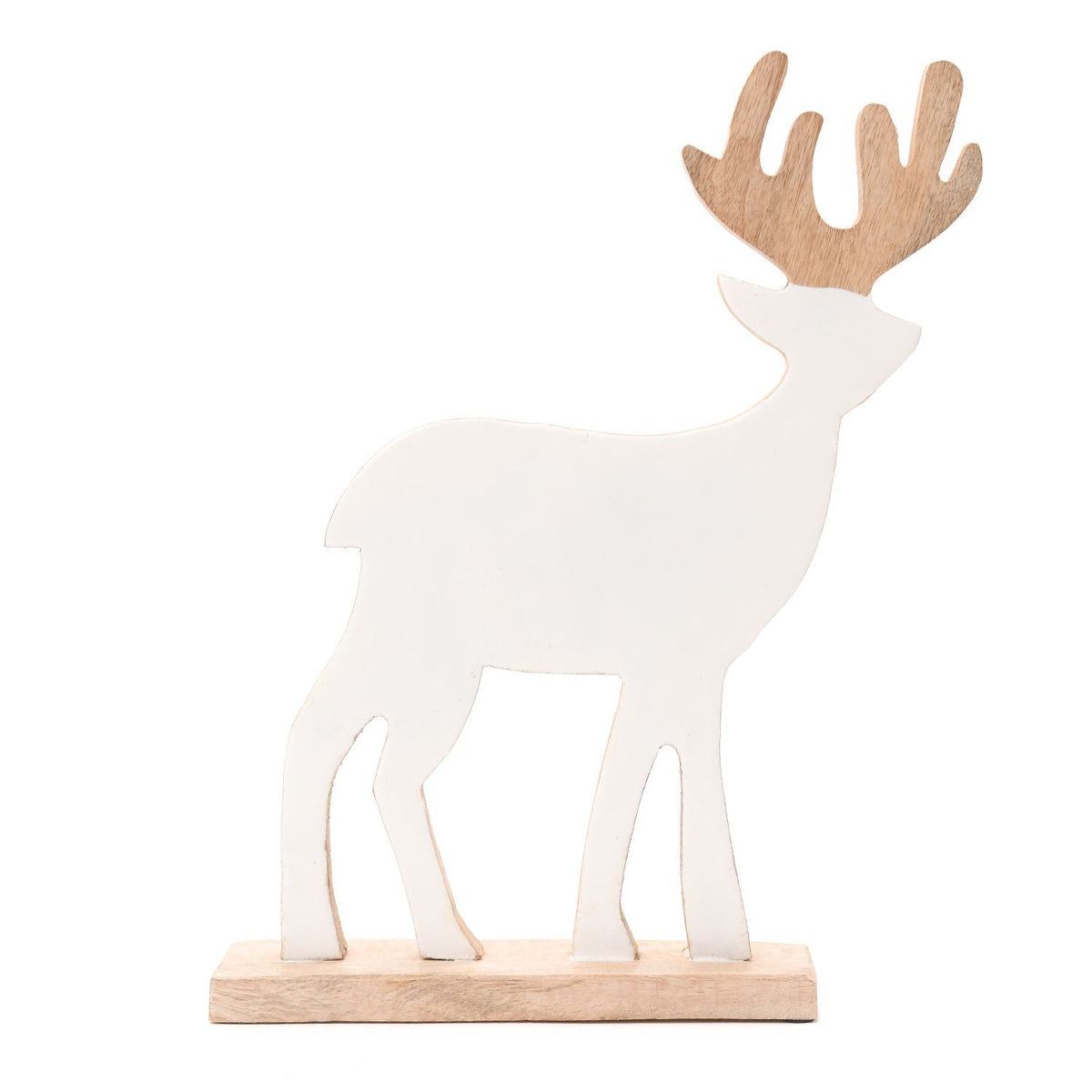 MICA - Figura Reno de Navidad 40 cm x 30 cm de Madera. Decoración Navideña para Mesa Mica