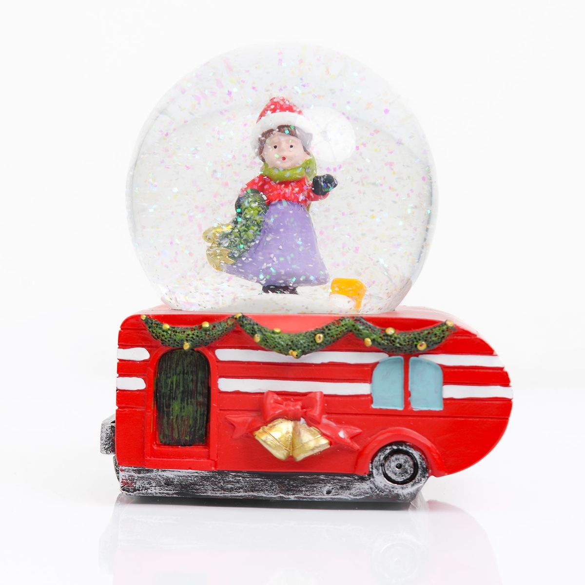 MICA - Bola de Nieve de Cristal Navideña Carro 15 cm Mica