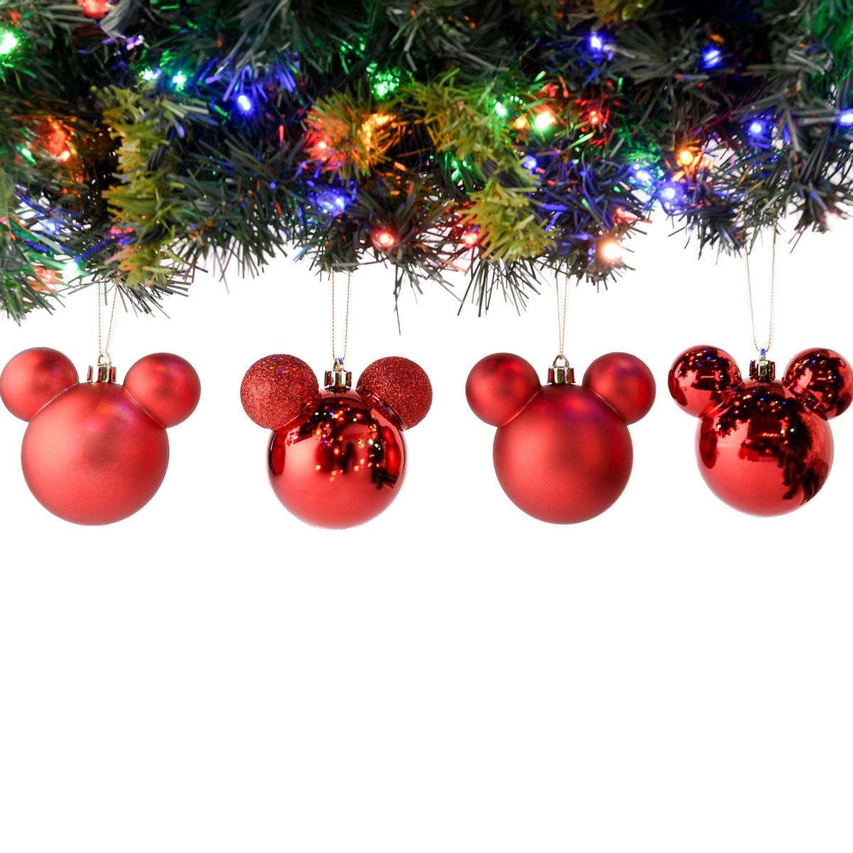 DISNEY - Bola de Navidad Disney: Set x4 Mickey 9 cm
