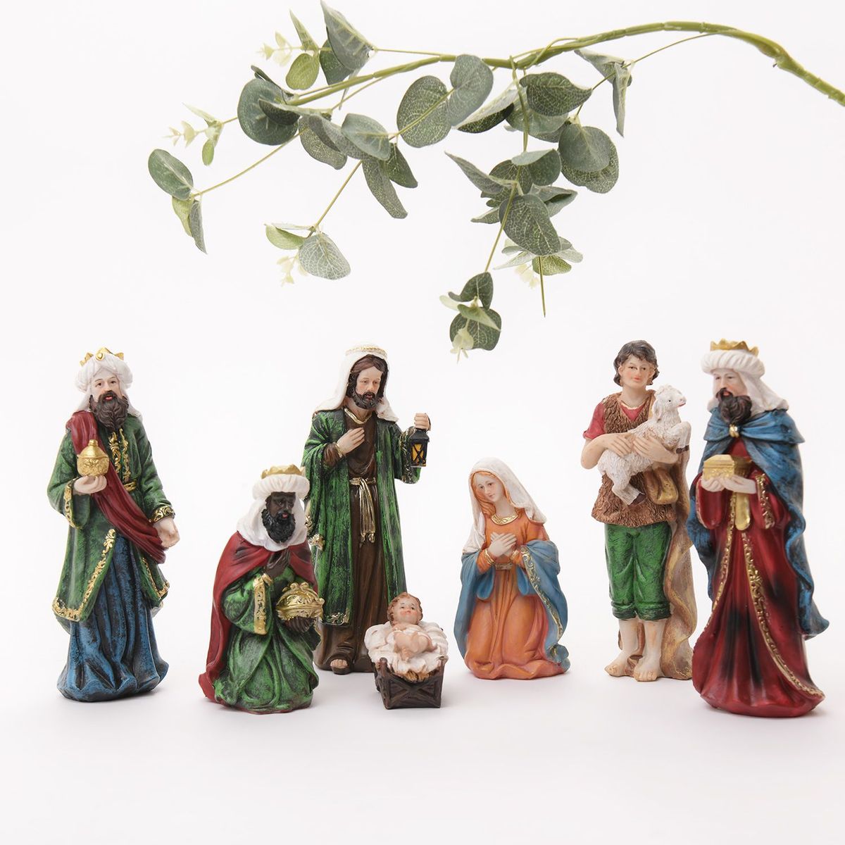 MICA - Pesebre de Navidad de Resina 21 cm. Nacimiento de Jesús 7 piezas Mica