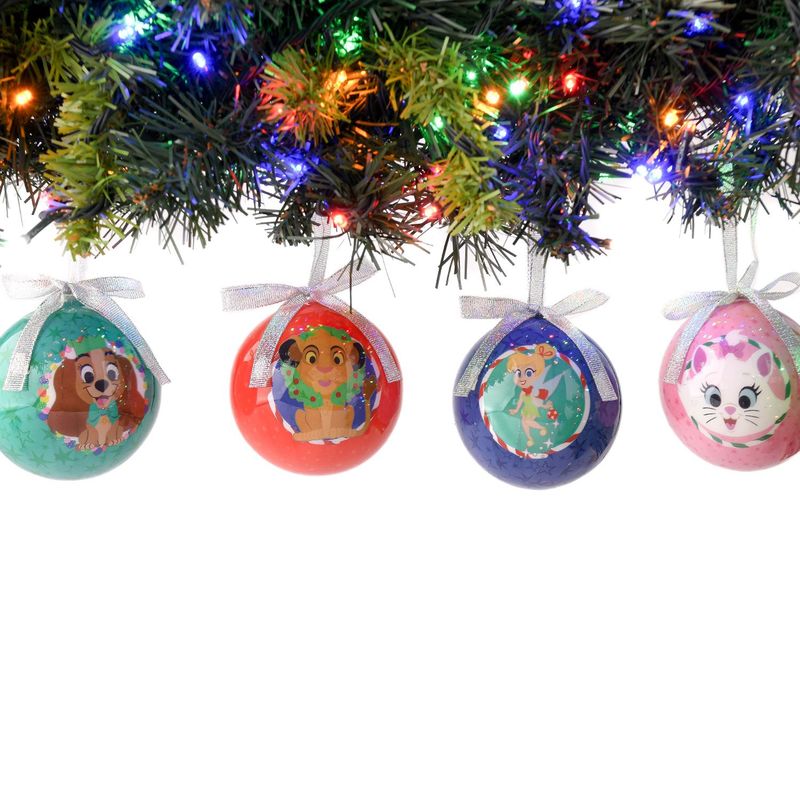 DISNEY - Bolas de Navidad Disney Set x4 Unidades para Árbol de Navidad 7.5 cm