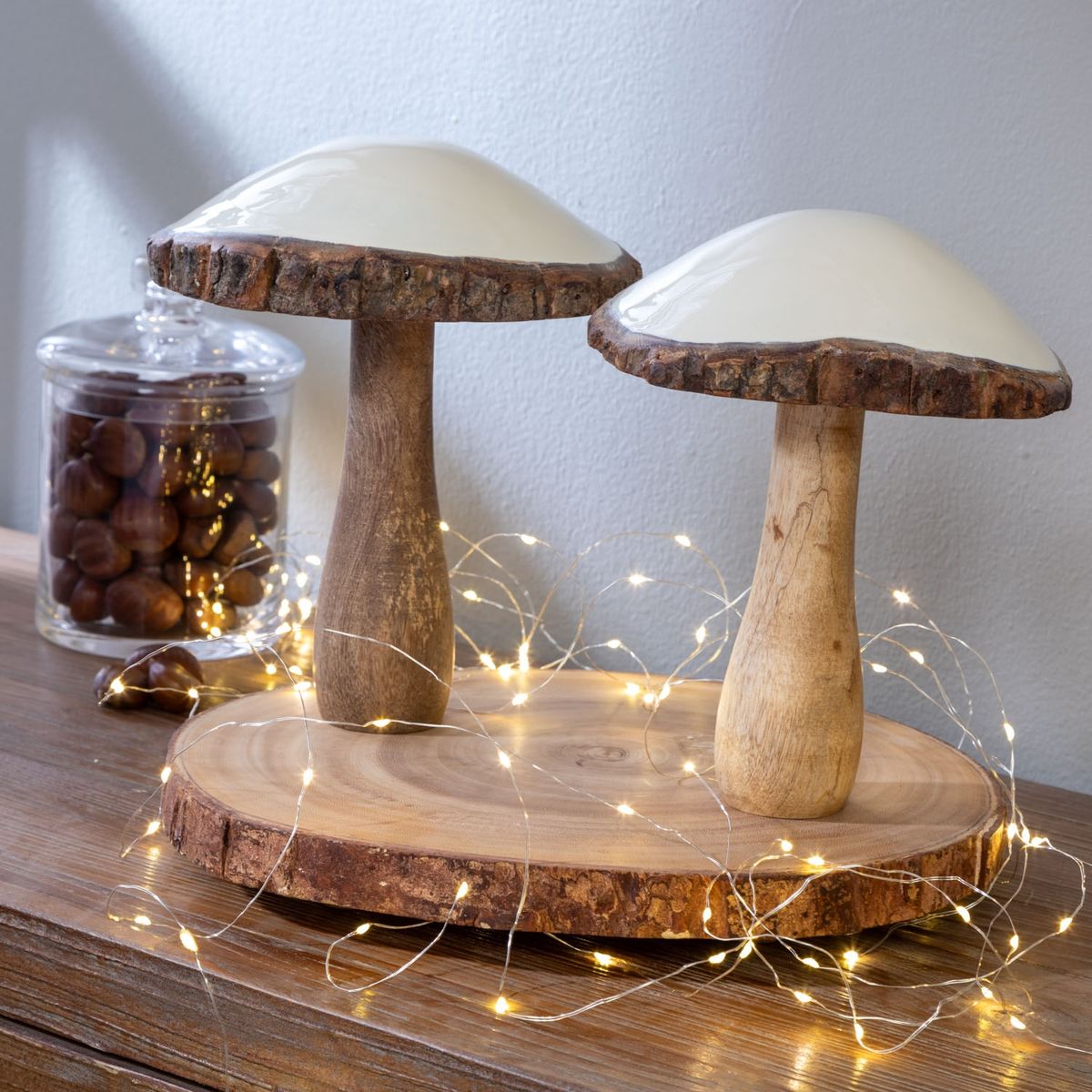 MICA - Hongo de Madera para Mesa 11 cm. Decoración Navideña Mica