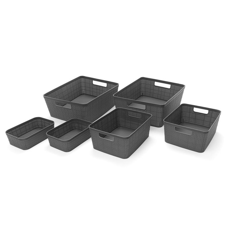 MICA - Cajas Organizadoras. Set x6 Cestas Organizadoras Plásticas. 2 Pequeñas, 2 Medianas y 2 Grandes Mica