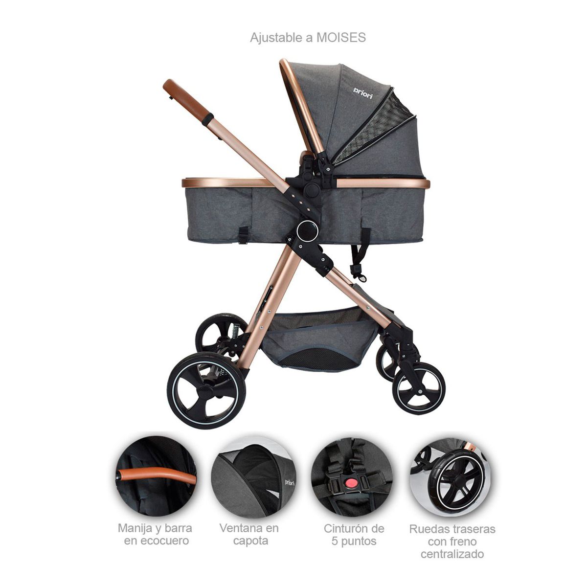 PRIORI - Coche para Bebé Compacto Priori Gris Bronce Mike