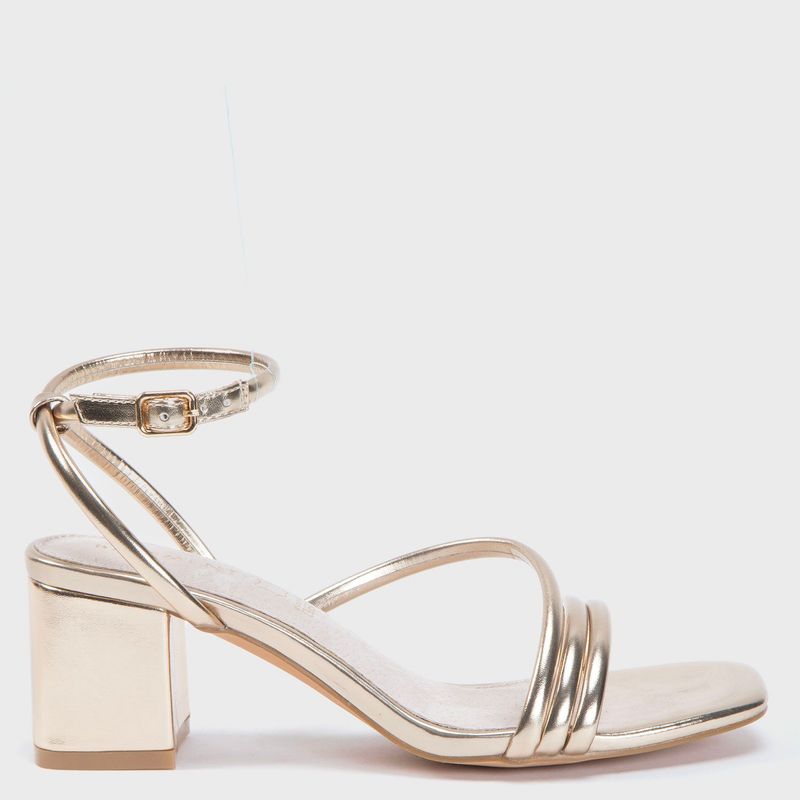 BASEMENT - Sandalias para Mujer Dorado con Tacón Grueso  Colitrap Basement