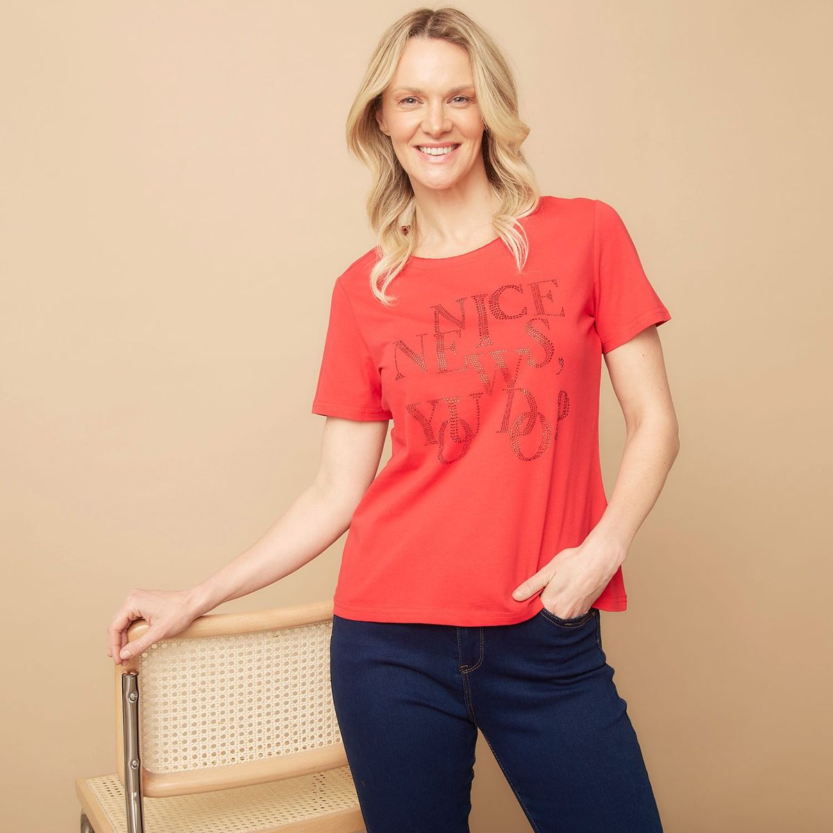 SOUTHLAND - Blusa para Mujer Manga corta de Algodón Southland