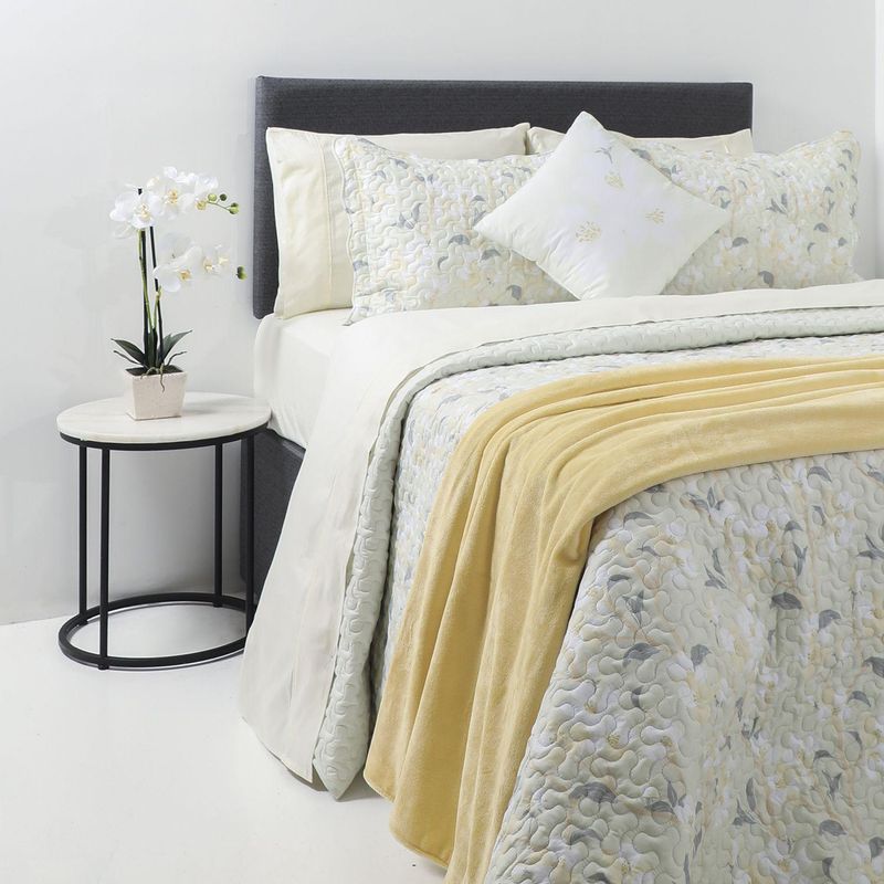 MICA - Cubrelecho + Juego de Sábanas Mica de Algodón 180 Hilos para cama Doble, queen y king 
