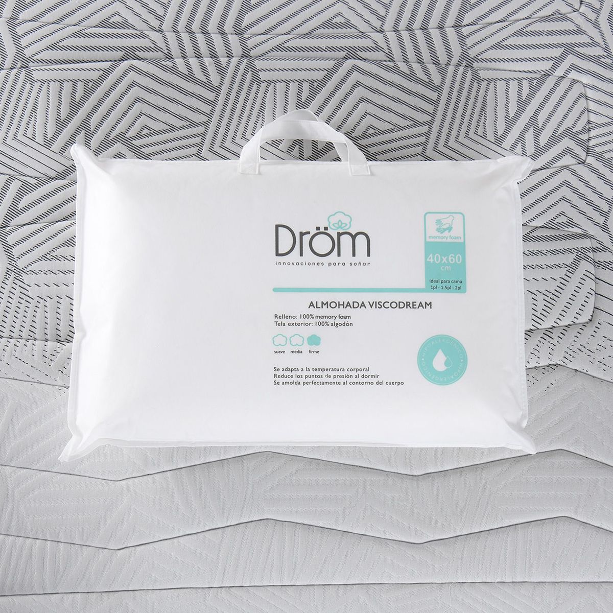 DROM - Almohada en Memory Foam, Firme 40 X 60 cm Drom Viscodream