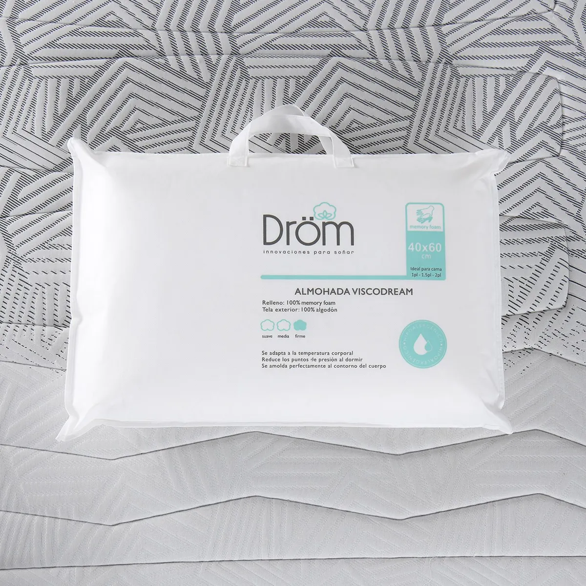 DROM - Almohada en Memory Foam, Firme 40 X 60 cm Drom Viscodream