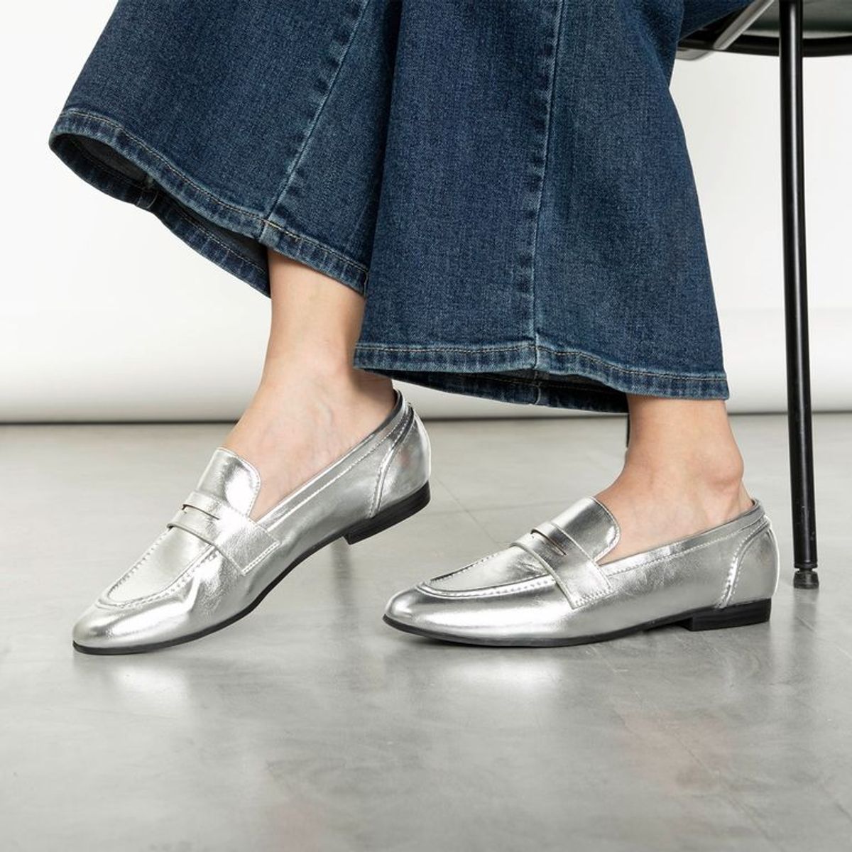 BASEMENT - Mocasines para Mujer Plateados Ancymocmet Basement