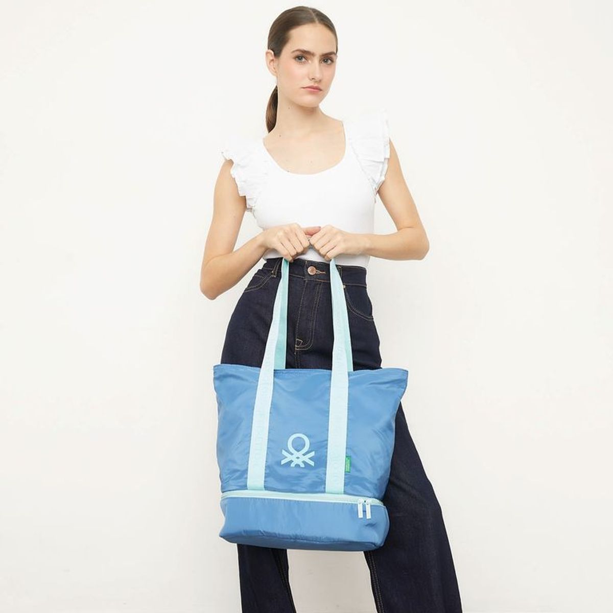 BENETTON - Bolso Playero Benetton 37 x 16 cm con Bolsillo Cooler