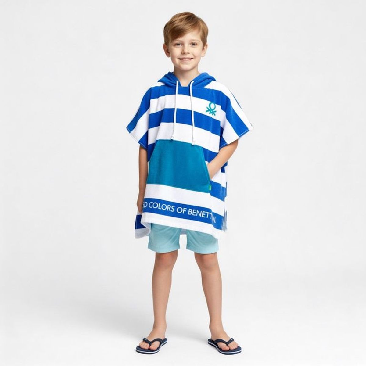 BENETTON - Toalla de playa infantil 340 g Rayas 60 x 120 cm