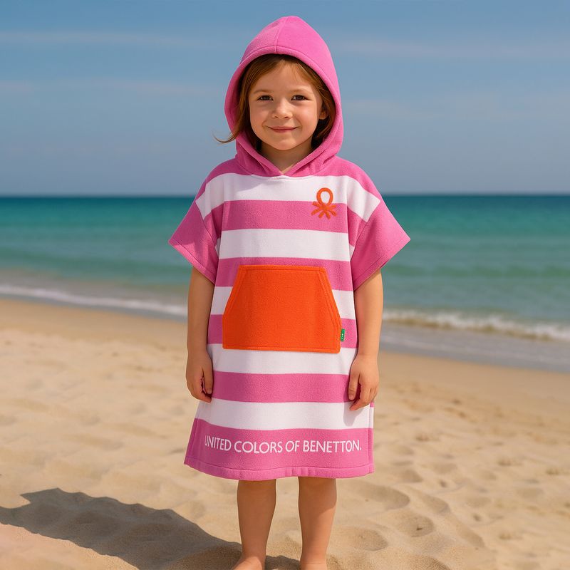 BENETTON - Toalla de playa infantil 340 g Rayas 60 x 120 cm
