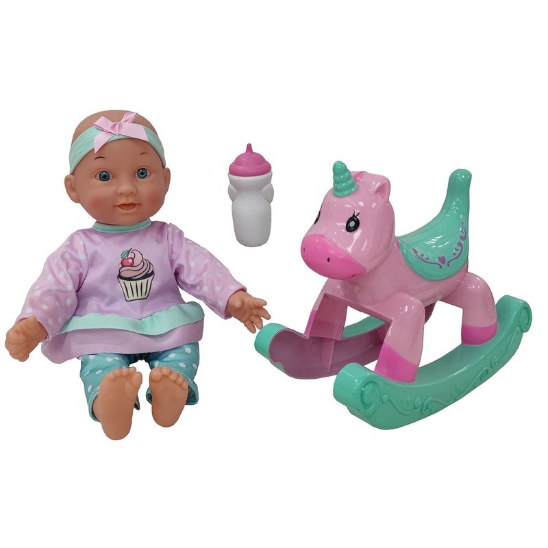 - Muñeca Uneeda Little Luv con mecedora Unicornio
