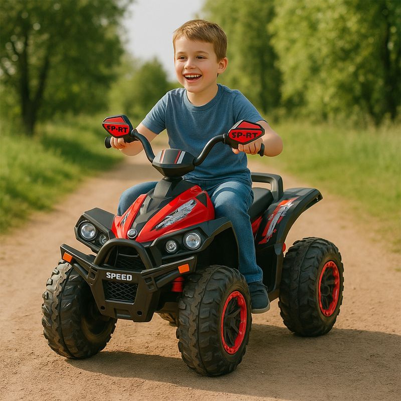 SCOOP - Cuatrimoto Montable eléctrica Roja Raptor 12V