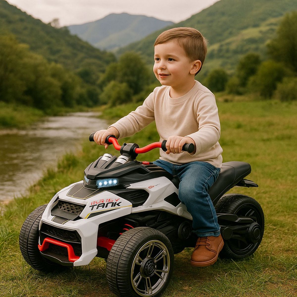 SCOOP - Moto Montable Eléctrica niño Land 33 tank Blanca 