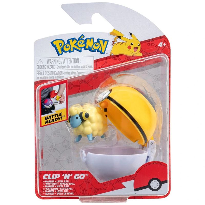 POKEMON - Pokebola Mareep Clip N Go, a partir de 4 años, incluye (Pokebola y 1 Figura de Juguete)