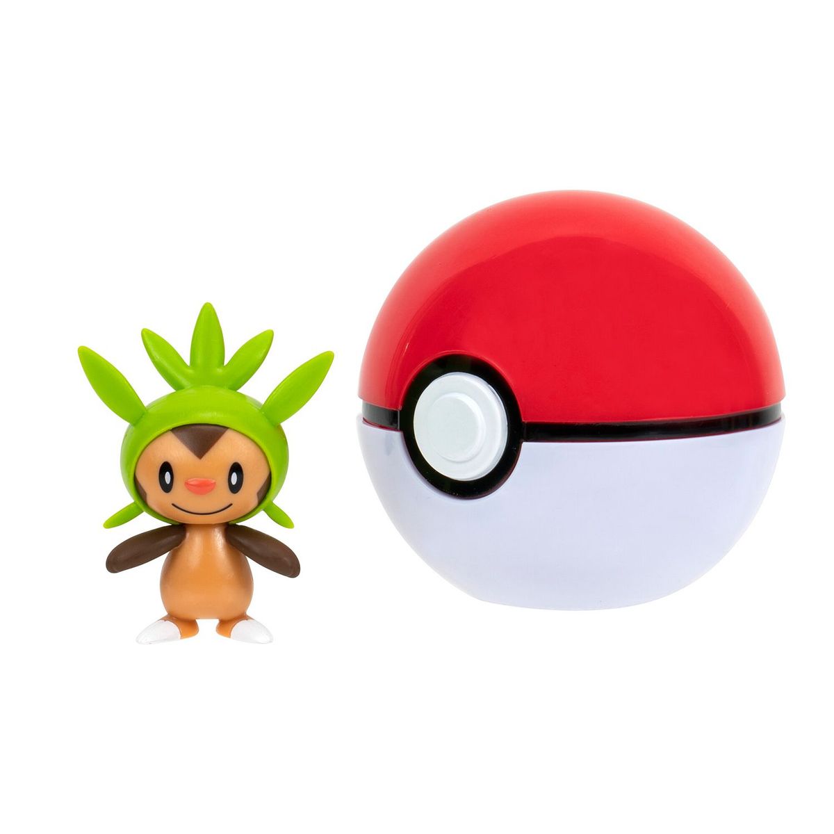 POKEMON - Pokebola Chespin Clip N Go, a partir de 4 años, incluye (Pokebola y 1 Figura de Juguete)