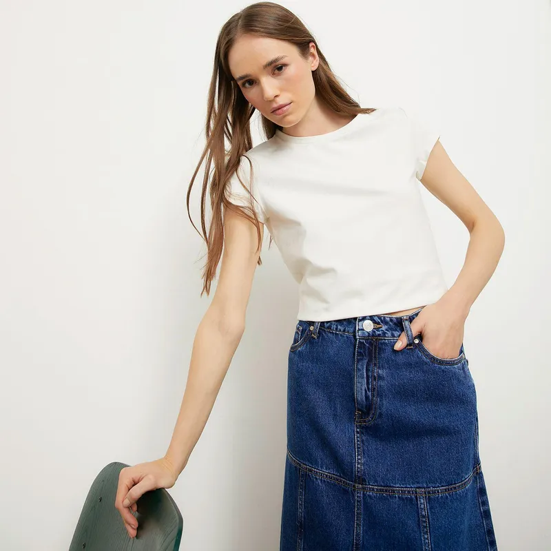 BASEMENT - Camiseta Mujer Manga corta de Algodón Basement Slim fit