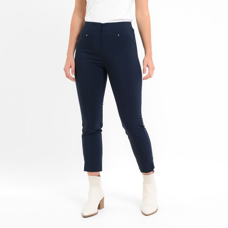 BASEMENT - Pantalón Recto Mujer Tiro alto de Algodón Basement