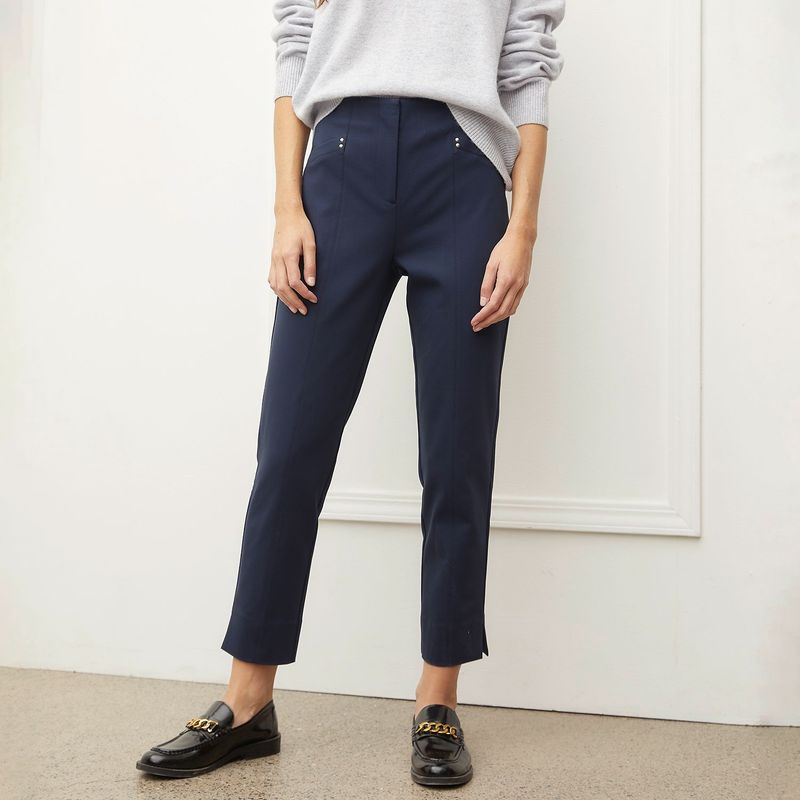 BASEMENT - Pantalón Recto Mujer Tiro alto de Algodón Basement