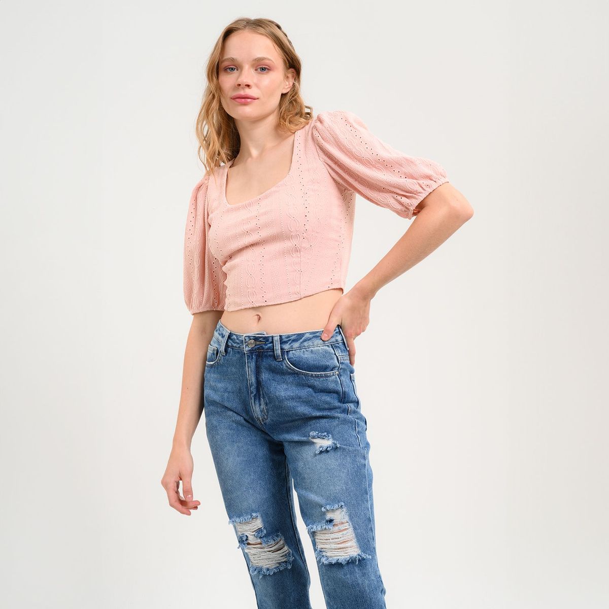 SYBILLA - Crop Top para Mujer Manga corta Sybilla