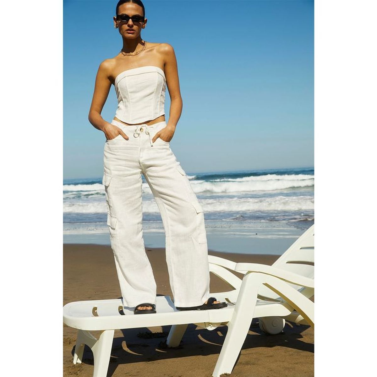 SYBILLA - Pantalón Cargo para Mujer Tiro alto Sybilla