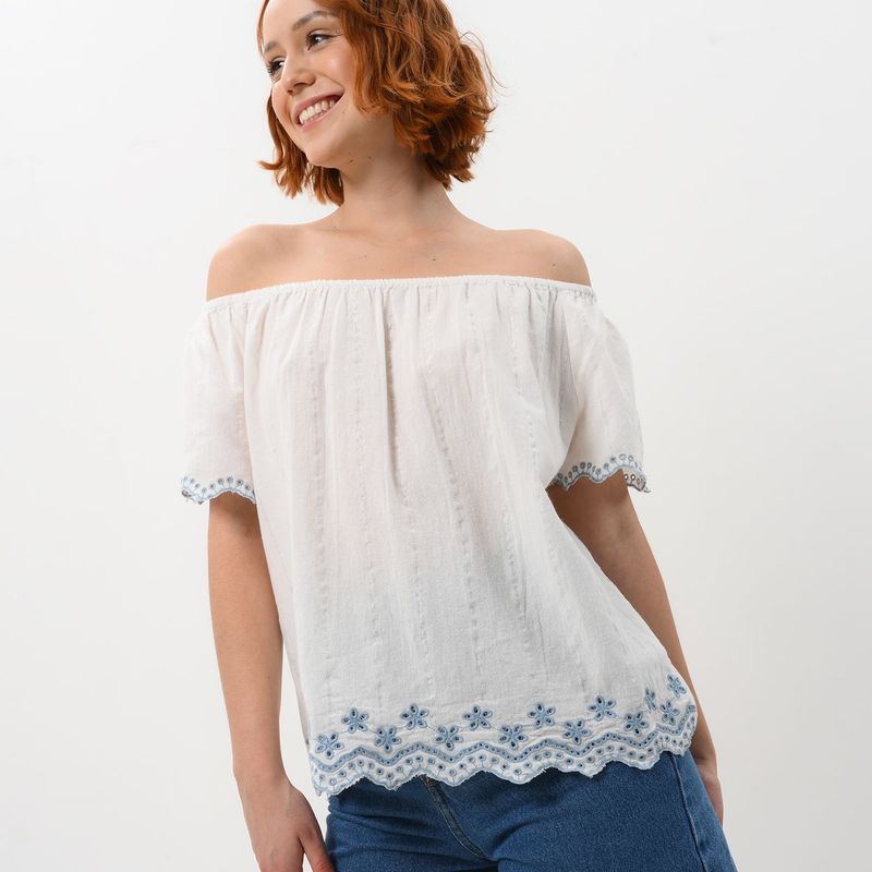 SYBILLA - Blusa para Mujer Manga corta de Algodón Sybilla