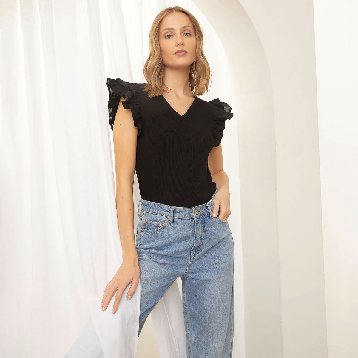 BASEMENT - Camiseta para Mujer Sin mangas de Algodón Basement