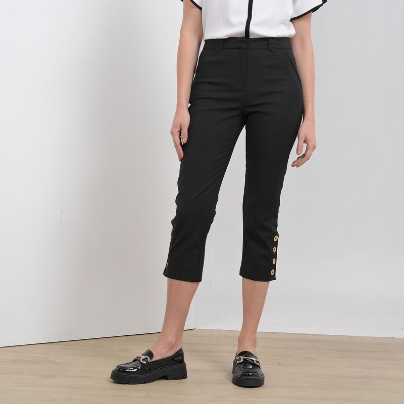 APOLOGY - Pantalón Capri para Mujer Tiro alto de Algodón Apology