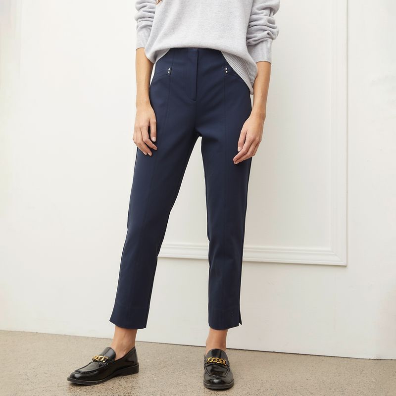 BASEMENT - Pantalón Recto Mujer Tiro alto de Algodón Basement