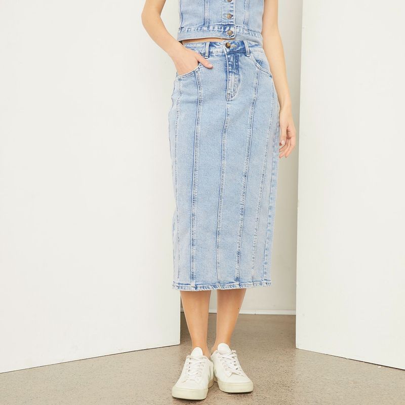 BASEMENT - Falda Midi para Mujer de Algodón Basement