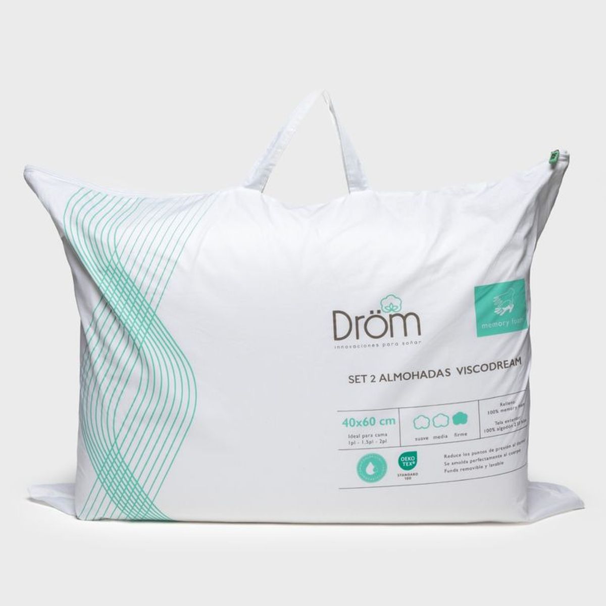 DROM - Set X2 Almohada en Memory Foam, Firme  40 x 60 cm Drom