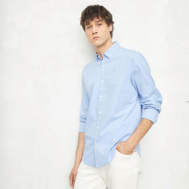 WOLF & HANK - Camisa Hombre Manga larga Slim de Algodón Wolf & Hank