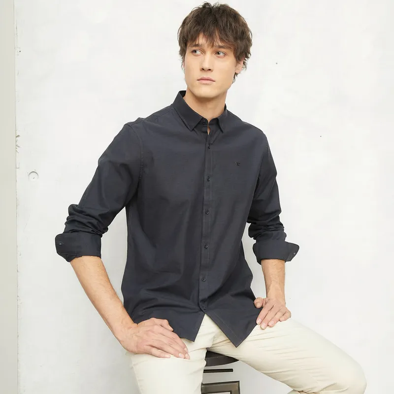 WOLF & HANK - Camisa Hombre Manga larga Slim de Algodón Wolf & Hank