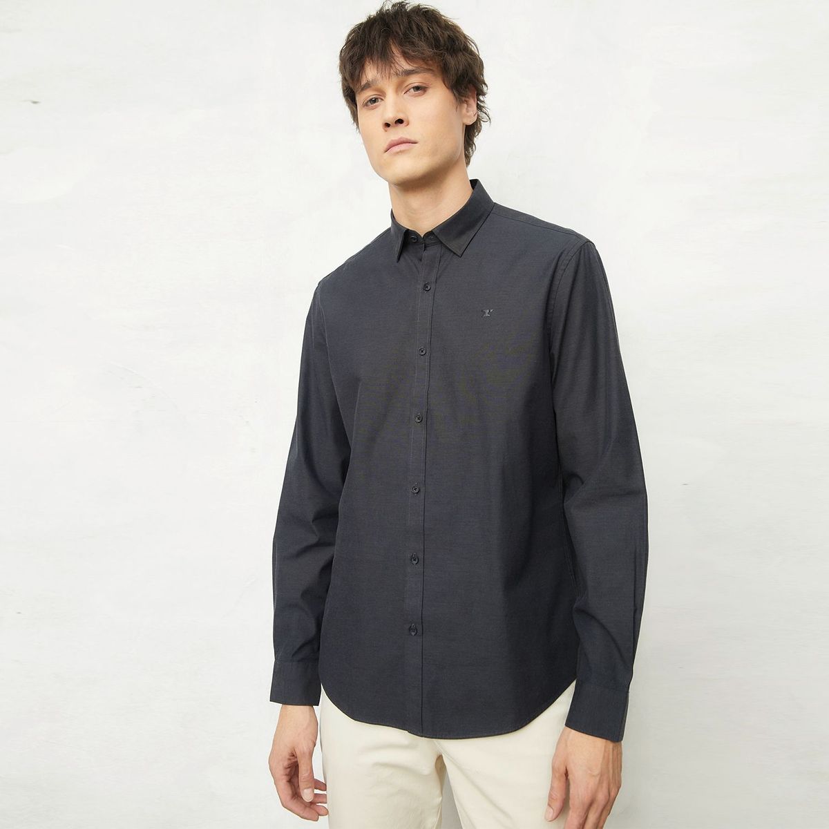 WOLF & HANK - Camisa Hombre Manga larga Slim de Algodón Wolf & Hank