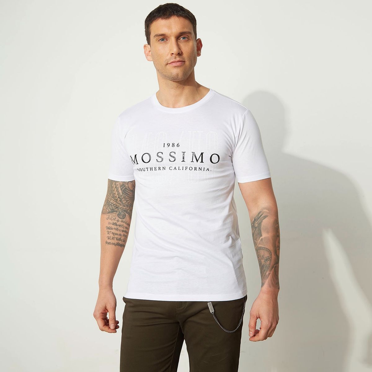 MOSSIMO - Camiseta Hombre Manga Corta Con Logo de Algodón Mossimo