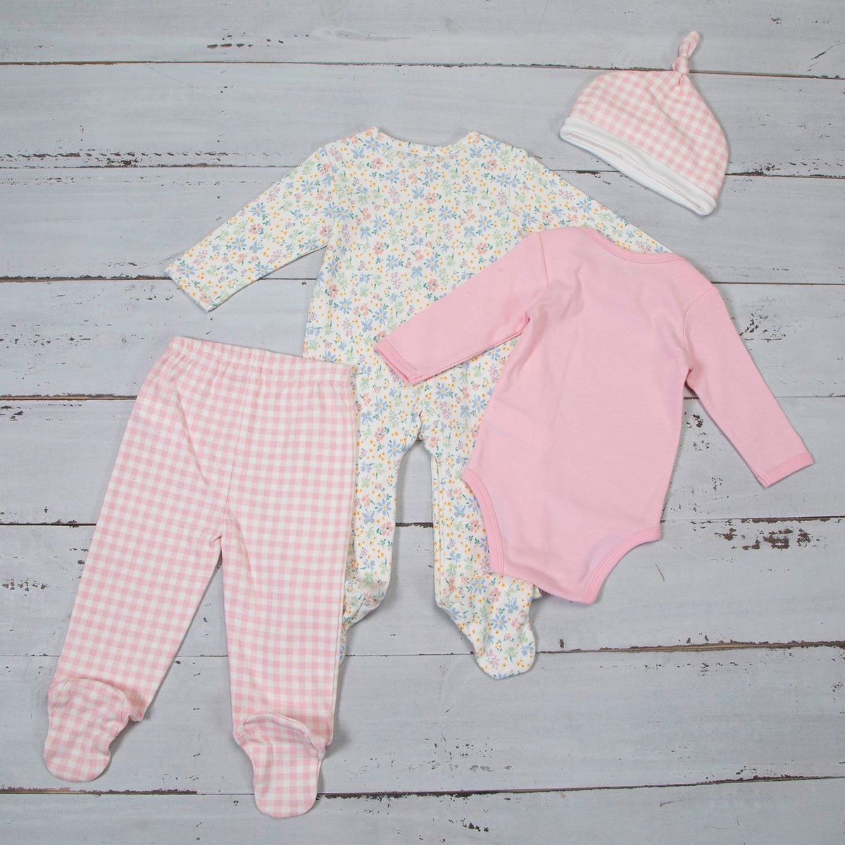 YAMP - Pack De 4 Bodies + Pantalón + Gorro Para Bebé Niña En Algodón Yamp