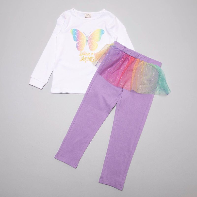YAMP - Pijama para Niña con Estampado con Tutú Manga larga en Algodón Yamp