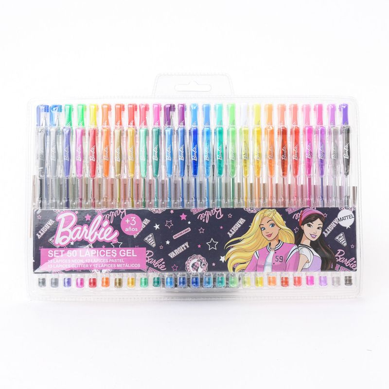 BARBIE - Kit de dibujo escolar Lapiceros Gel Barbie 50 Piezas