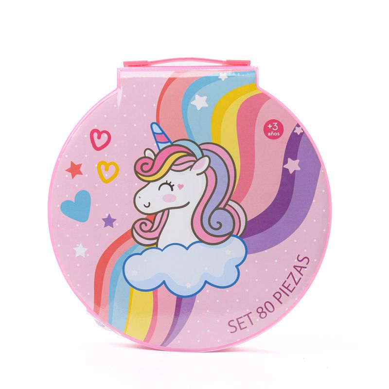 HOLLEY SKOOL - Set de útiles Art Set 80 Piezas Unicornio Miscelaneos St Holley