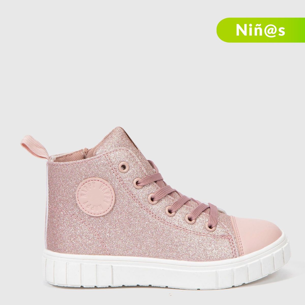 YAMP - Tenis Bota para Niña Moda para amarrar Yamp Sp Prim Rosa Escarcha