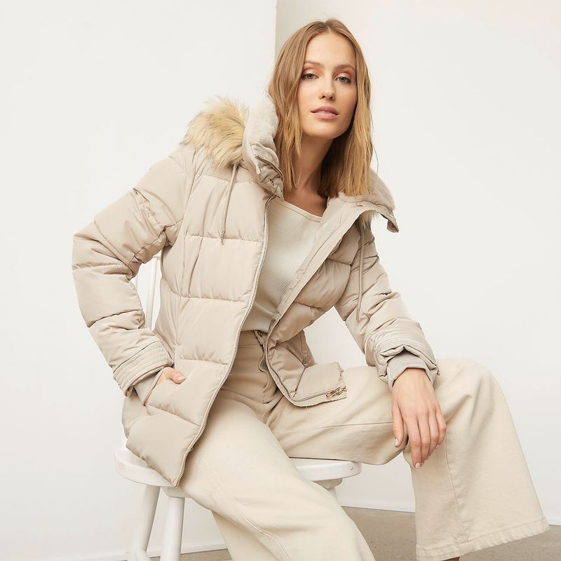 BASEMENT - Chaqueta para Mujer pelo Con capota Basement