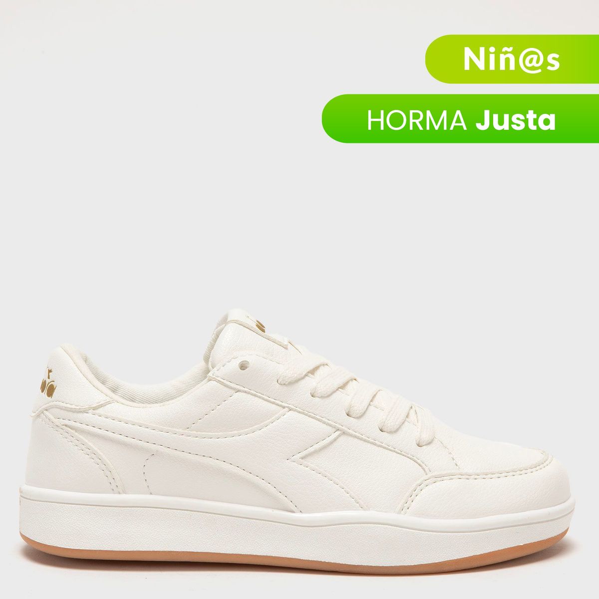 DIADORA - Tenis Diadora Girl Court para Niña Blancos Horma Justa 
