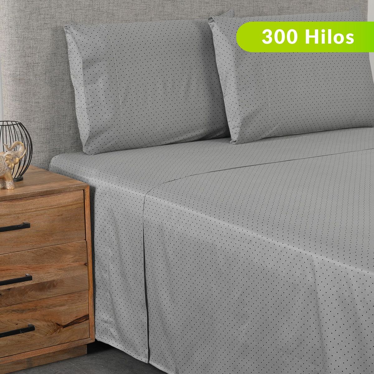 BASEMENT HOME - Sábanas de Algodón 300 Hilos muy suave Basement Home Toronto. Juegos de Sábanas Estampadas para cama Doble, Queen y King