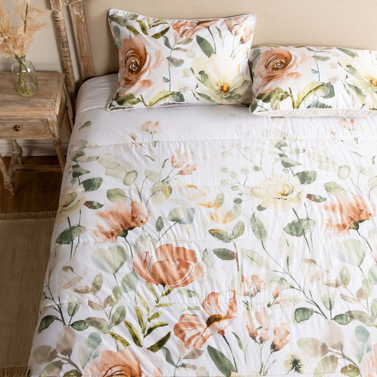 ROBERTA ALLEN - Edredón Roberta Allen con exterior en Polialgodón y relleno de 500 GSM Poliéster muy alcolchado Barbara. Edredón Estampado para cama Doble, queen, king.