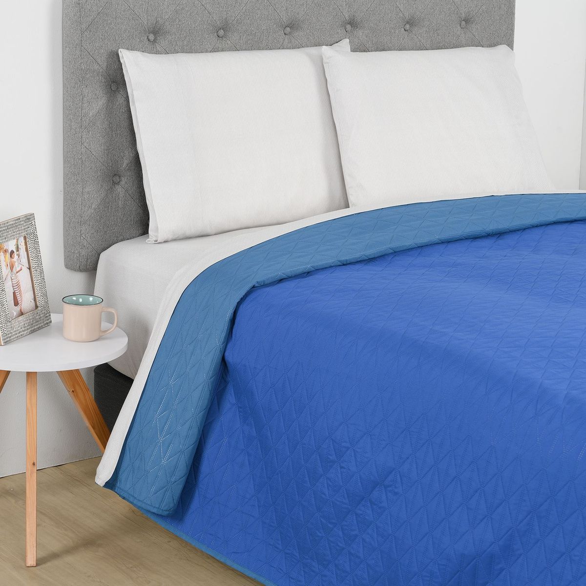 AMBIENTA - Cubrelecho Poliéster Gris / Negro